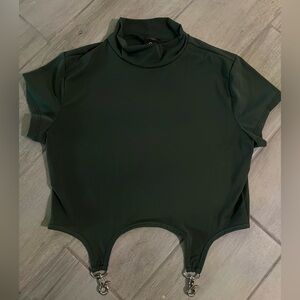 Green Turtleneck Crop Top